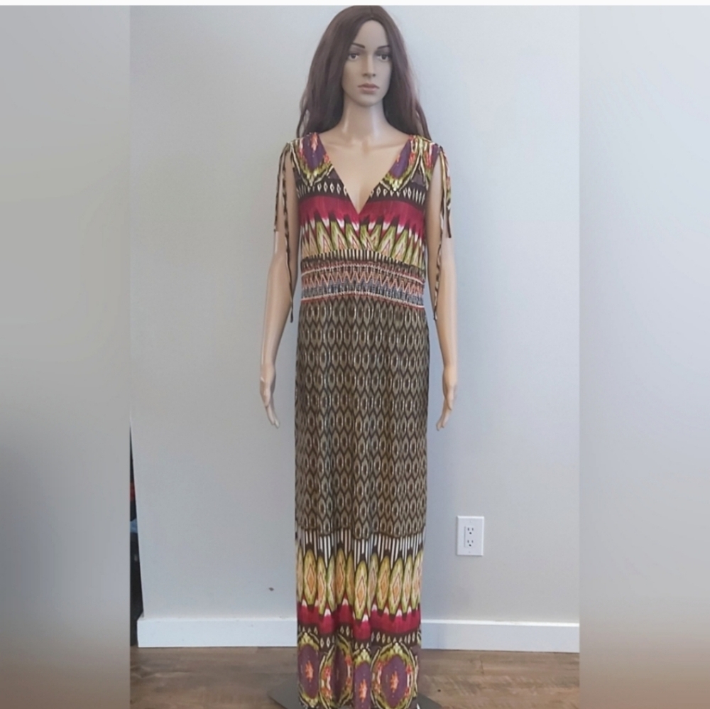 Alison Sheri dress maxi tribal v neck sleeveless flowy